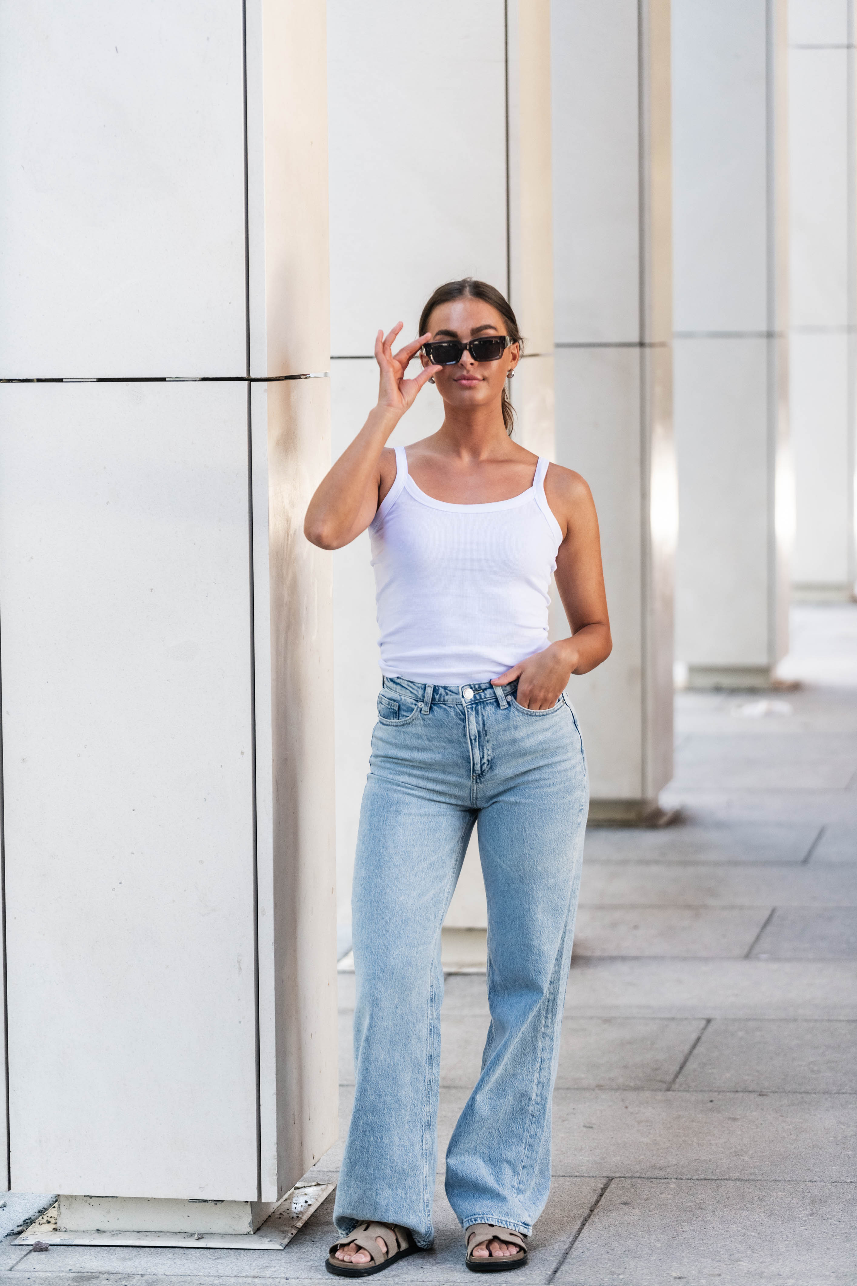 VMTESSA Wide Jeans - Light Blue Denim